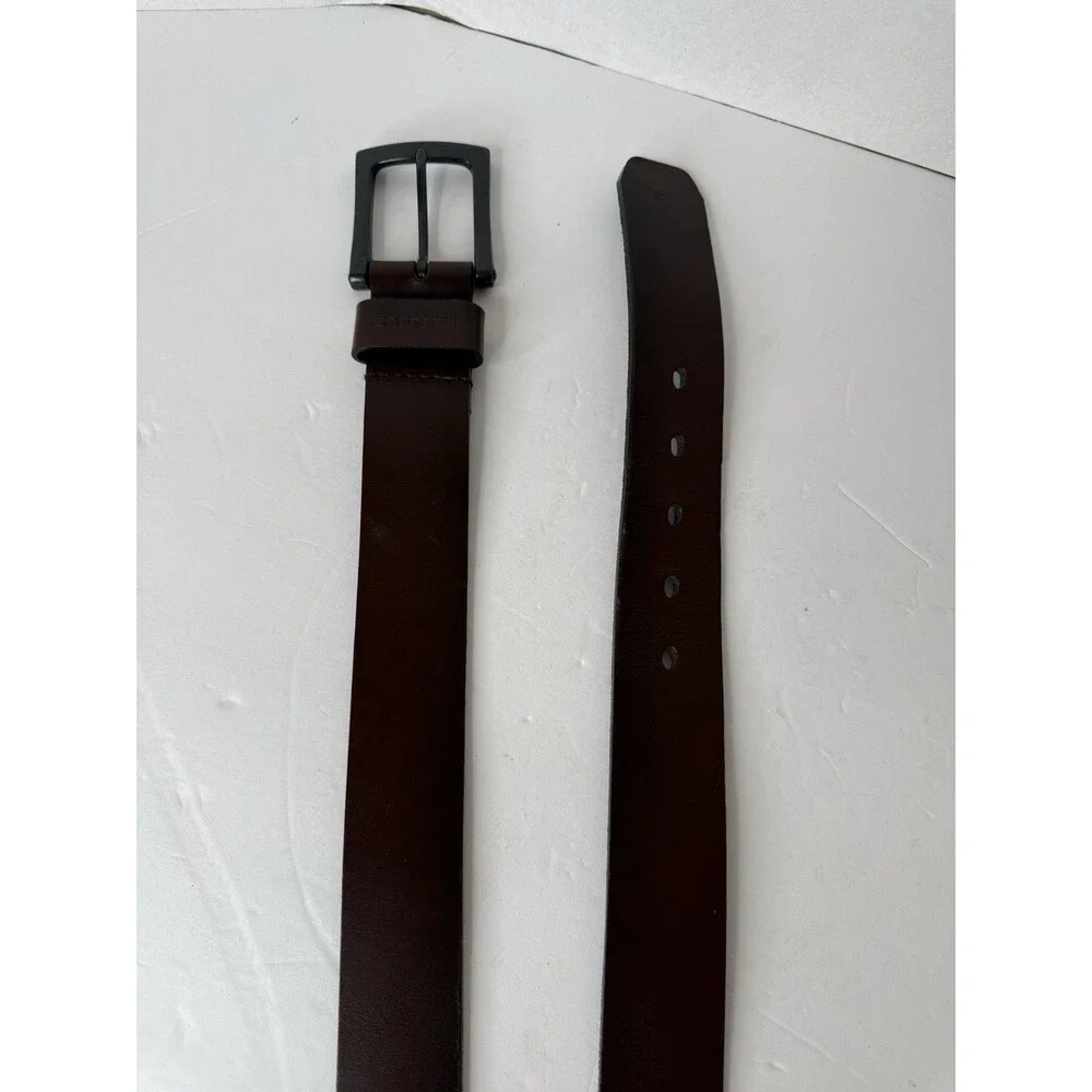 Carhartt Anvil Brown Belt 34 Gunmetal Buckle Leather 1.5” W Mens Made in USA